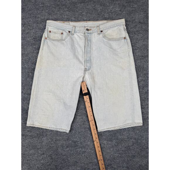 Vintage Levi’s 501 USA Made Light Wash Denim Shorts 38x12 Button Fly 90s - Picture 7 of 16